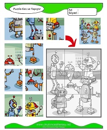 Puzzle Kes Yapıştır Çalışma Sayfaları